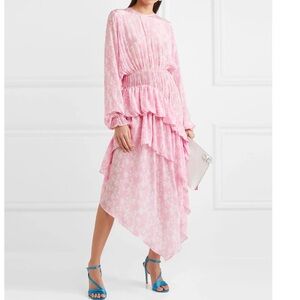 PREEN LINE EDEN ASYMMETRIC PINK RUFFLE DRESS SIZE XS